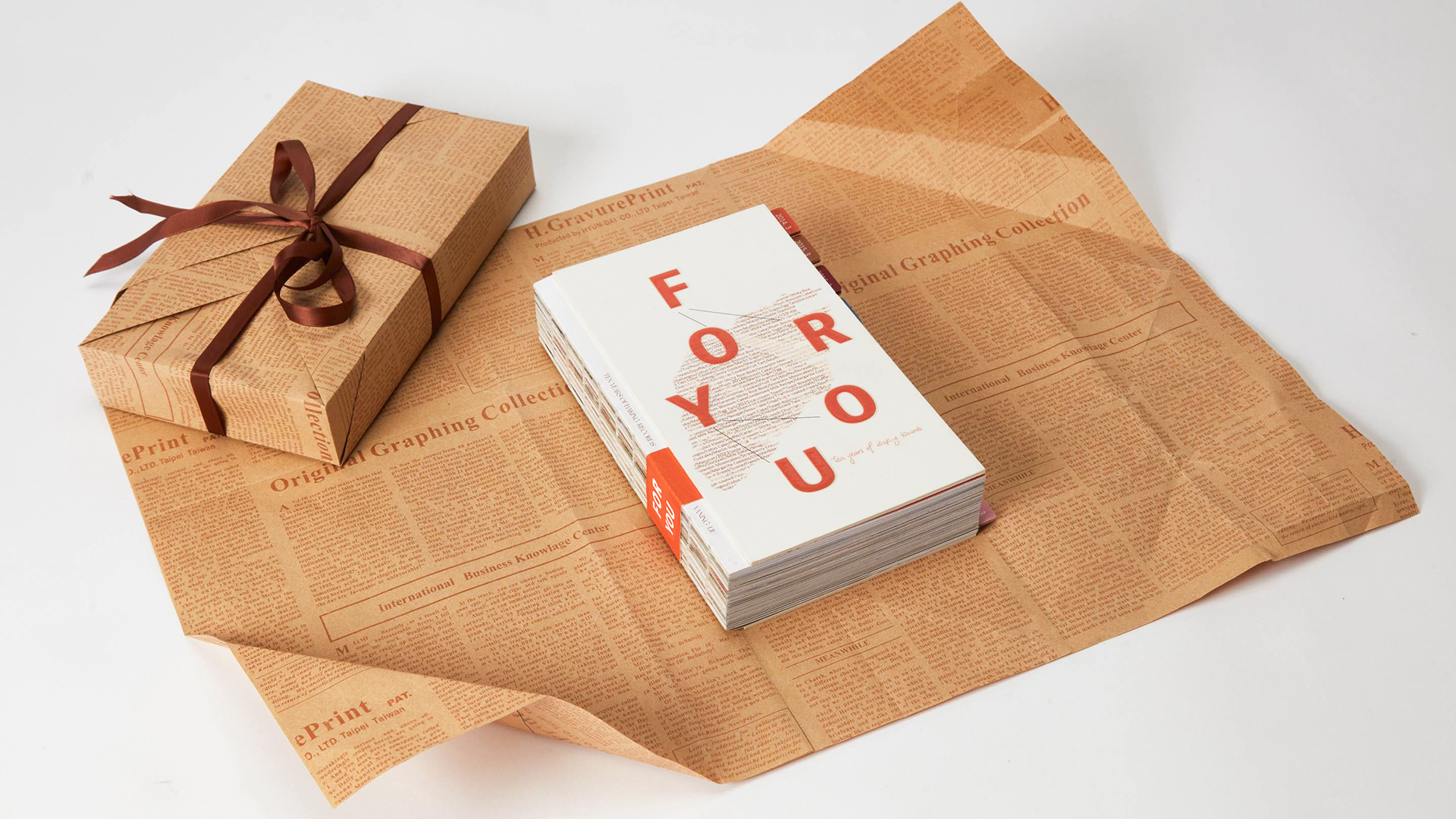 a book with wrapping paper