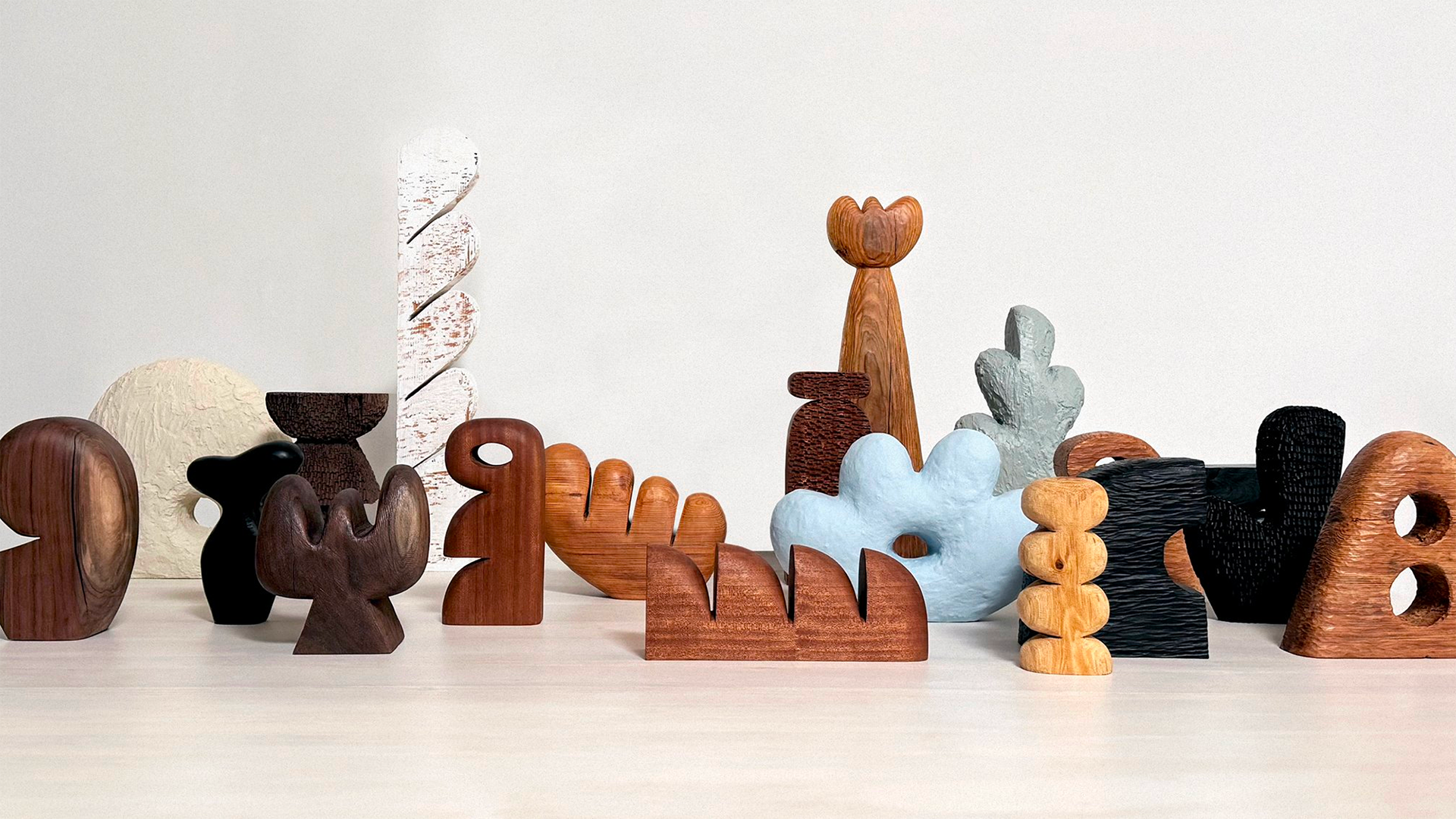 wooden carved organic shaped art objects