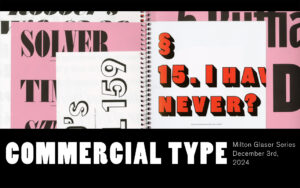 typographic design poster in black white and red