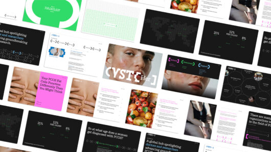 a collage of many different webpages about the CYST(her) brand