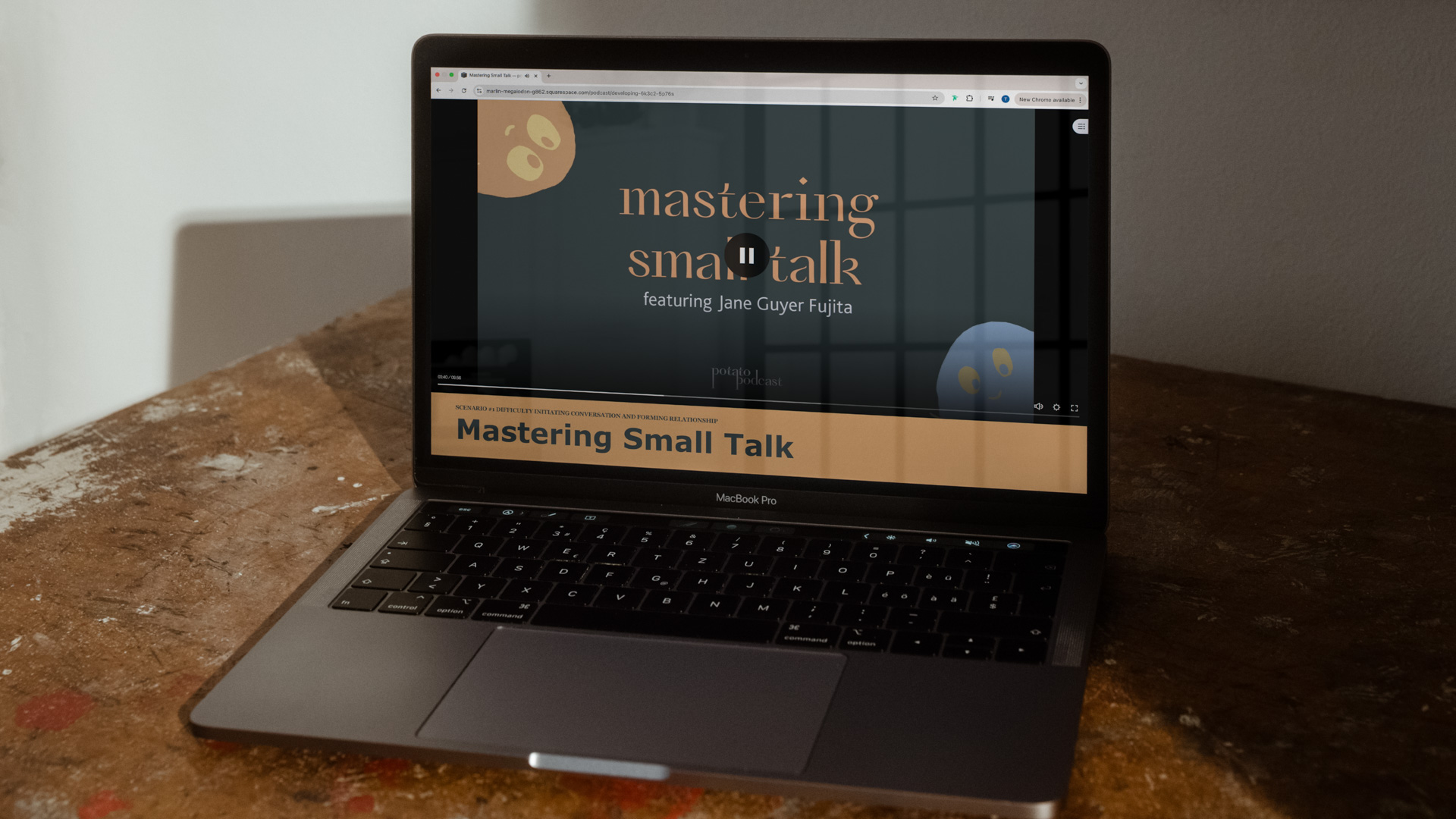 a computer on a desk, on the computer are the words Mastering small talk