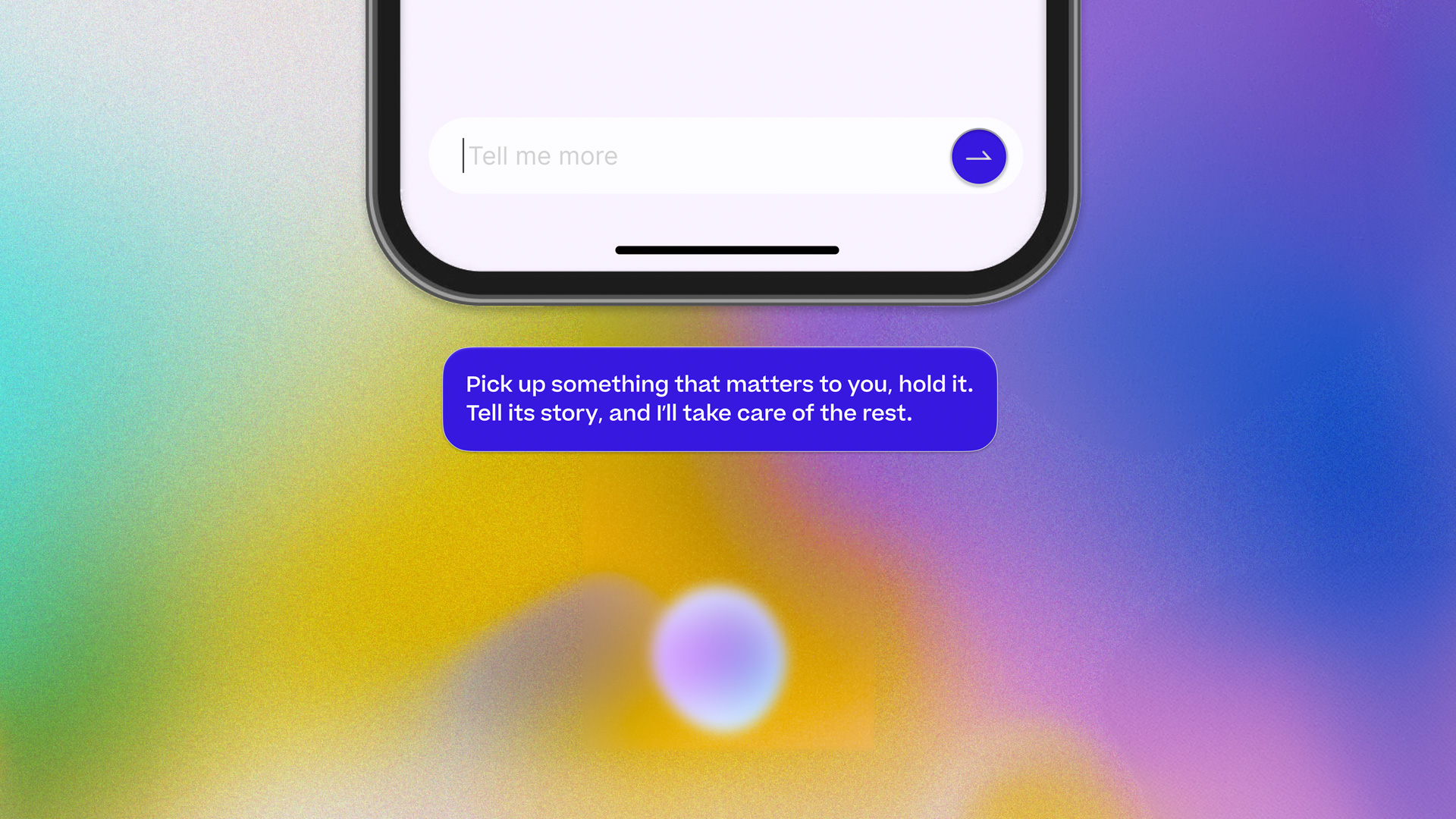 partial iPhone with colorful background