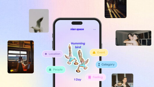 an iphone with  several photos around it