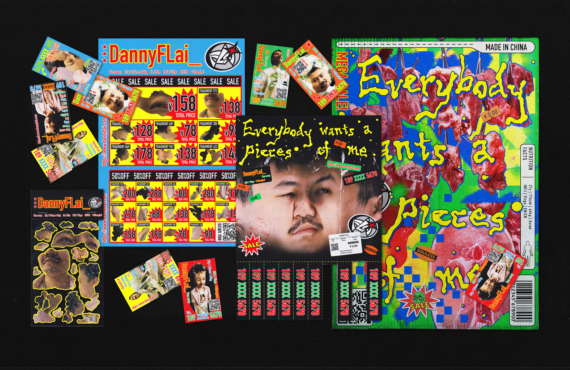 very colorful composite of many design and illustration projects on black background