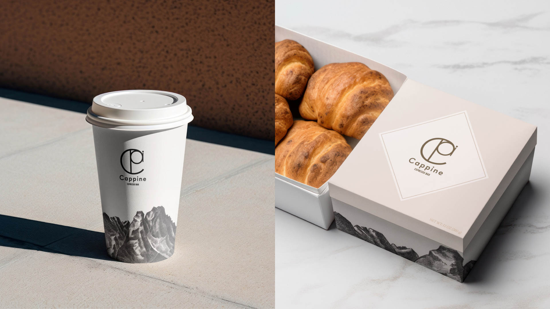 coffee and pastries with logo and branding