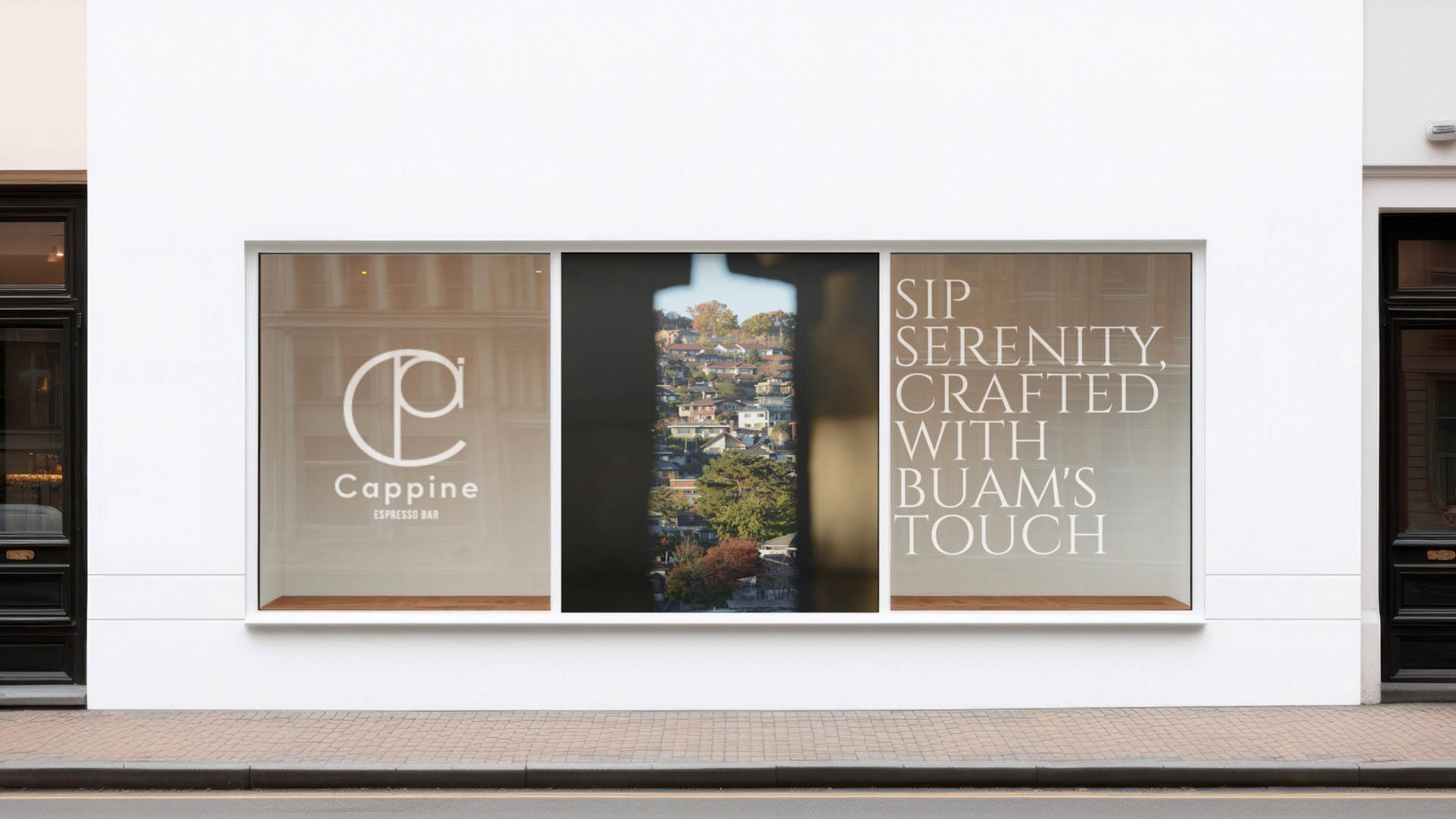 a billboard showing logos for a coffee brand