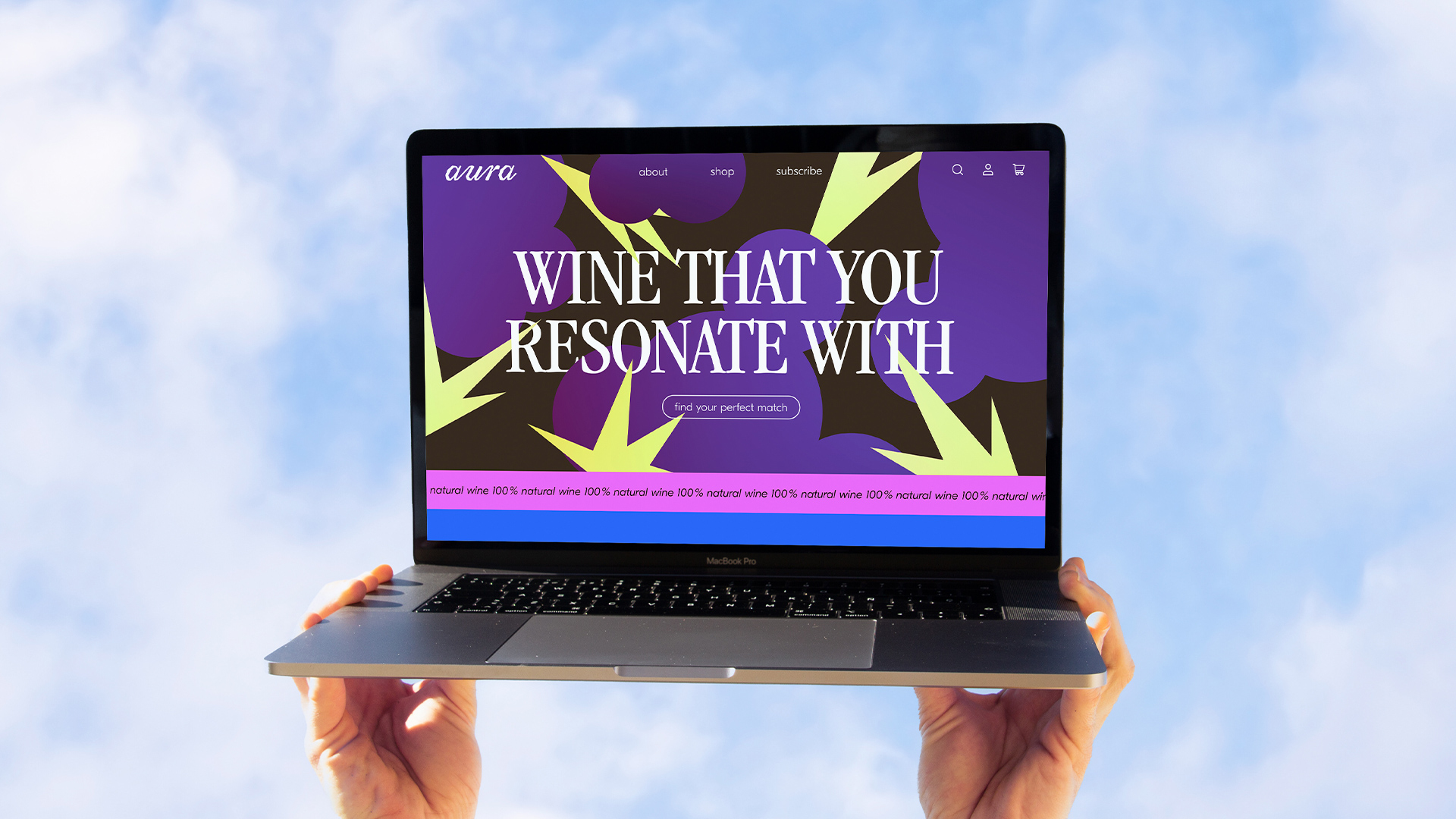 a laptop showing a webpage with the words: Wine that you resonate with