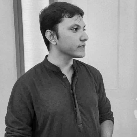 black and white portrait of a man looking off camera