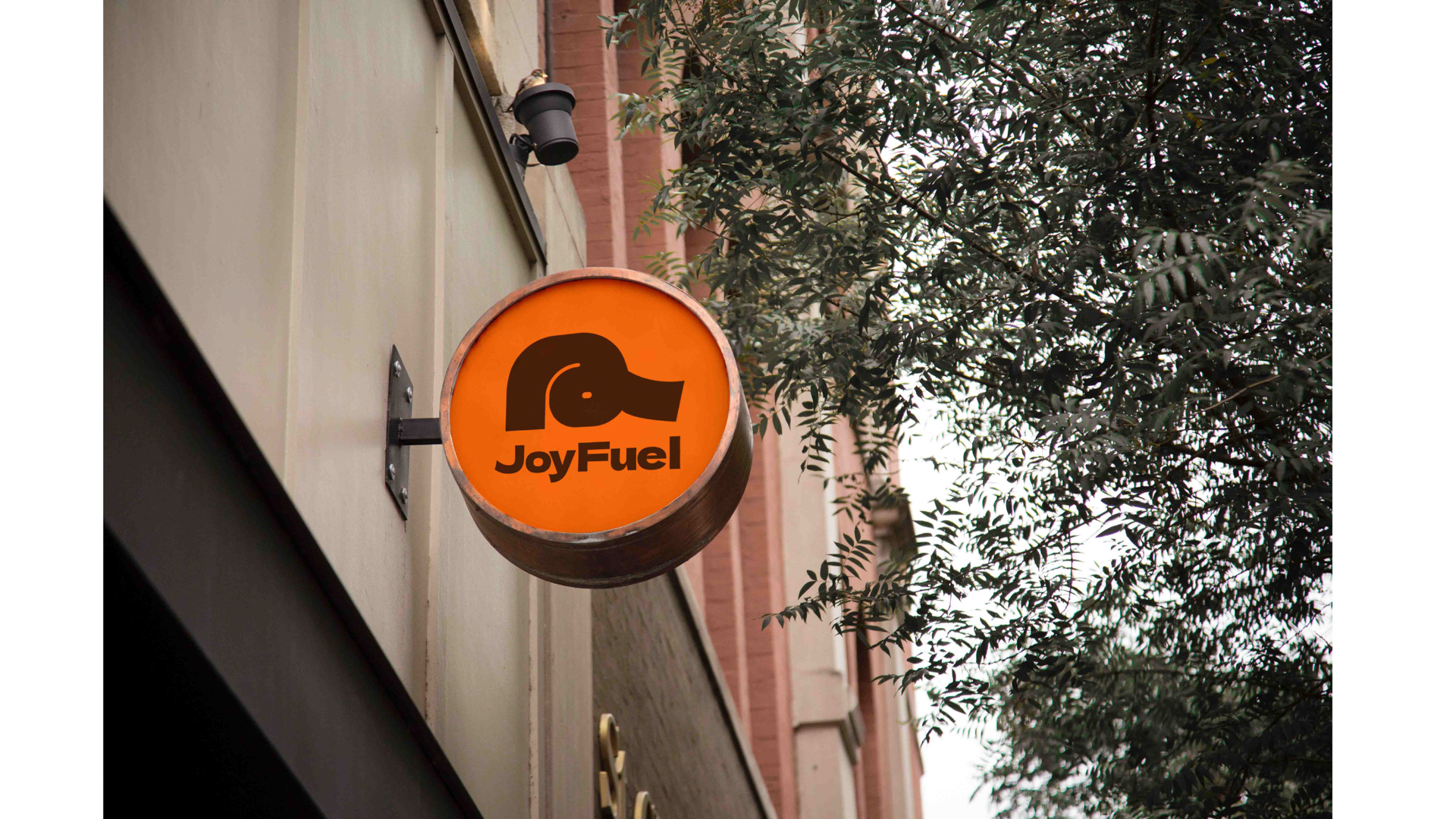photo of a sign with logo for a bakery called JoyFuel