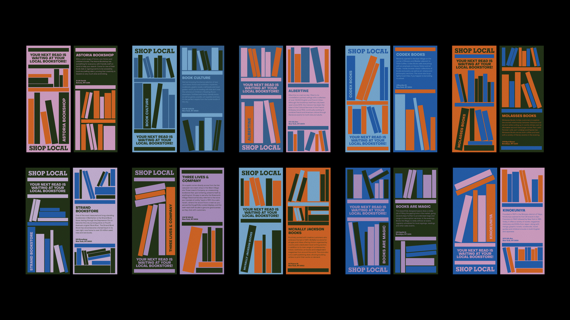 Many different examples of bookmarks on a black background
