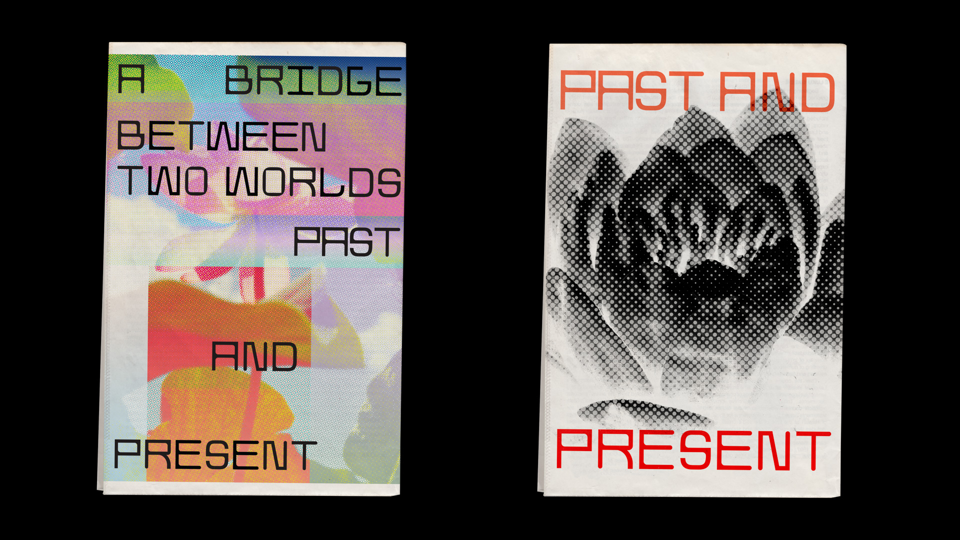 two covers of books on a black background