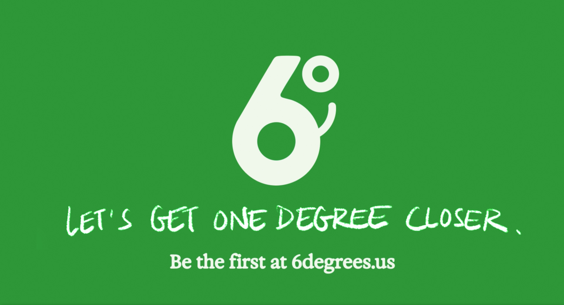 Green promotional graphic featuring the 6 Degrees logo and the text “Let’s get one degree closer.”